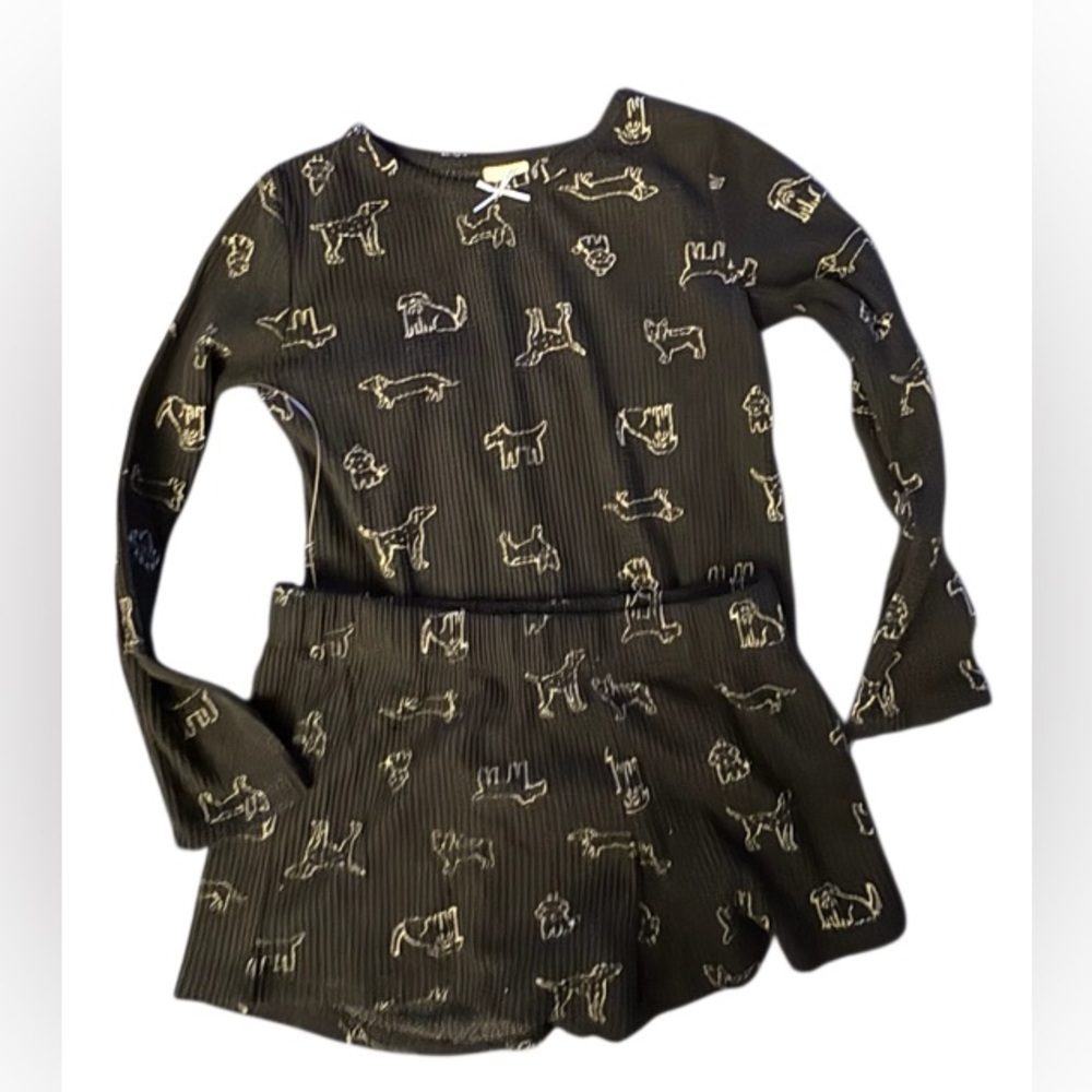 Cat & Jack Black 
waffle knit dog fun Design
Kids Set -